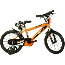 Dino Bikes R88 Fahrrad Orange für Jungen - Cooles 14 Zoll Kinderfahrrad, ideal für Jungen von 3 bis 5 Jahren. Robuste Bauweise, abnehmbare Seitenräder und verstellbare Sattel- und Lenkerhöhe für flexibles Wachsen.