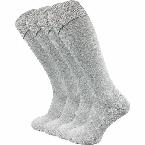 warme Kniestrümpfe für Damen & Herren (4 Paar) | lange Socken mit Komfortbund | ideal auch als Reitsocken mit gepolsterter Sohle (DE/NL/SE/PL, Numerisch, 35, 38, Regular, Regular, hellgrau)