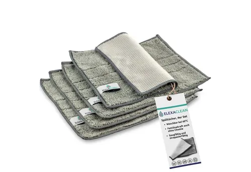 ELEXACLEAN Spültuch Spüllappen Set, 4-tlg. in grau von ELEXACLEAN