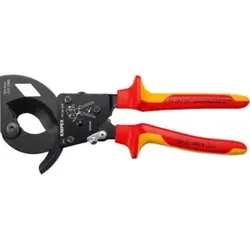 Knipex Kabelschneider 95 36 250 - VDE isoliert, Ratschenprinzip - Ratschen-Kabelschere für Kabel-Ø bis 32 mm, VDE zertifiziert für Arbeiten bis 1.000V AC. Hohe Schneidleistung mit geringem Kraftaufwand, ideal für enge Räume.
