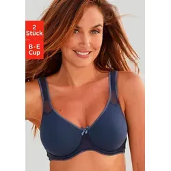 T-Shirt-BH PETITE FLEUR, Damen, Gr. 100, Cup B, blau - Funktionsunterwäsche: Bequemer T-Shirt-BH mit Bügel und nahtlos vorgeformten Cups, ideal für den Alltag. Aus 90% Baumwolle für höchsten Tragekomfort.