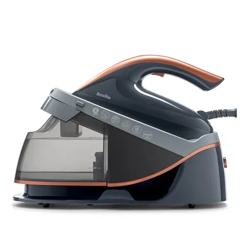 Breville Dampfbügelstation PressXpress soleTEMP | Konstante Dampfleistung 115g/Min. | 2600 W Dampfbügeleisen mit Multidirektionale Bügelsohle | Abnehmbarer 1,7L Wassertank | grau/roségold [VIN411X]