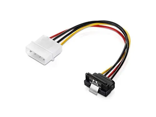adaptare 47505 15 cm Adapter-Kabel 4-pin Molex auf 15-pin SATA Winkel-Stecker mit Clip schwarz