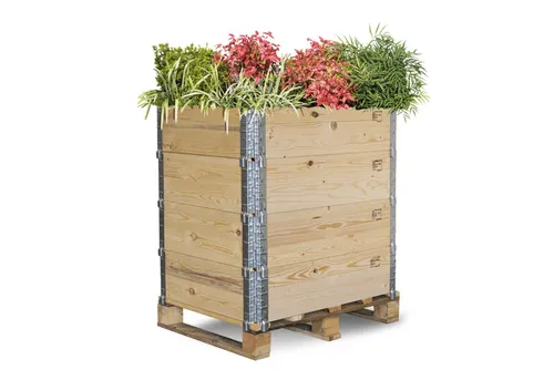 GALAMIO Hochbeet Gartenglück - Flexibles Palettenhochbeet für Ihre Pflanzen - Hochbeet für gesunde Pflanzen, ideal für kleine Gärten und urbanes Gärtnern. Individuell höhenverstellbar für bequemes Bepflanzen im Stehen.