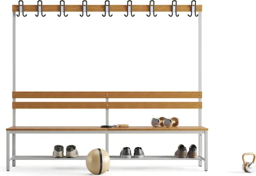 Garderobenbank einseitig mit Schuhrost 200 cm grau