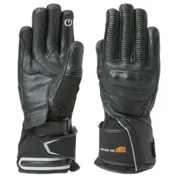 30seven Motorradhandschuhe beheizte Motorradhandschuhe aus Leder - schwarz 7,4V Set inkl. 2 Akkus & Doppelladegerät schwarz 7-XS