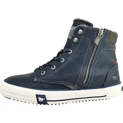 MUSTANG Herren High Top Sneaker Blau EU 45 - Wanderschuhe mit warmem Futter und praktischem Reißverschluss, ideal für kalte Tage und stylische Outdoor-Abenteuer.