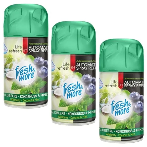 Fresh & More Lufterfrischer Nachfüller (3er Pack) 250ml Waldbeere-Kokosnuss&Mint