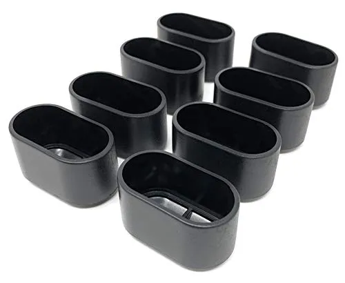 Design61 8x Abdeckkappen Stuhlbeinkappen Kappen 38x20 mm für Ovalrohre Rohrkappen für Gartenstühle, aus Polyethylen (PE), Schwarz
