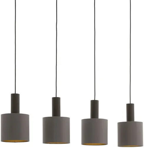 EGLO Pendellampe Concessa 1, 4-flammige Hängeleuchte - Lampen – Hochwertige Textil Pendelleuchte mit edlem Stahl und gemütlichem Stoffdesign in Dunkelbraun und Cappuccino, ideal für eine einladende Atmosphäre in jedem Raum.