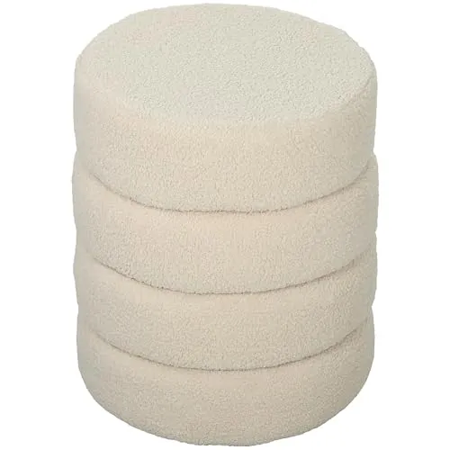 HOMCOM Runder Polsterhocker - Stilvoller Hocker für Wohnzimmer und Schlafzimmer, aus weichem Teddy-Fleece mit 120 kg Tragfähigkeit und ohne Montage, ideal als Sitzgelegenheit oder Fußstütze.