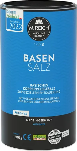 M.Reich Basensalz - 1500 g - Medizinprodukt zur Entsäuerung - Shampoos - Basenbad mit Rügener Heilerde und Edelsteinpulver, ideal zur Hautentsäuerung und für entspannende Wellnessanwendungen.