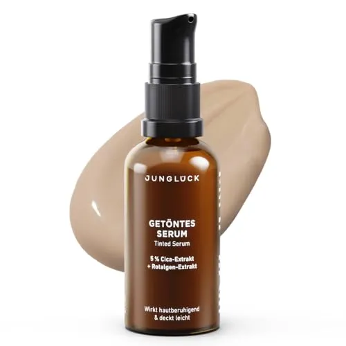 JUNGLÜCK Getöntes Serum Gesicht – Vegan - Make-up mit Hyaluron für einen natürlichen No-Make-Up Look. Leichte Deckkraft für einen gleichmäßigen Teint, ideal für sensible Haut und frei von Silikonen.