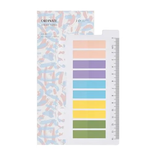 Ordinate 200 Stück Haftnotizen Tabs, Gray Stile Pagemarker Selbstklebend Pastell Beschreibbare Haftstreifen Klebezettel mit Lineal für Seitenmarkierung Lesezeichen (D-200 Stück Lilac)
