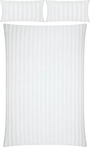 Erwin Müller Mako-Damast Bettwäsche-Set Fürth mit Streifen, Bettbezug, weiß - Kochfest Größe 40x80 cm / 200x200 cm - temperaturausgleichend, Kochfest, mit Reißverschluss, 100% Baumwolle