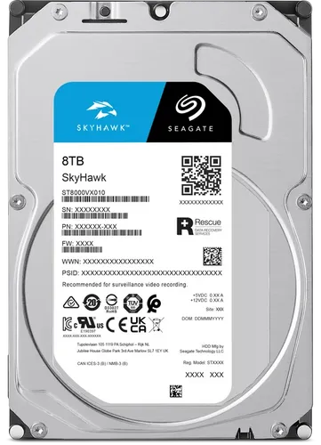 Seagate SKYHAWK 8TB Festplatte - Festplatten für Überwachungssysteme, optimiert für 24/7-Betrieb mit bis zu 64 HD-Kameras und Rescue Datenrettungsdienst inklusive.