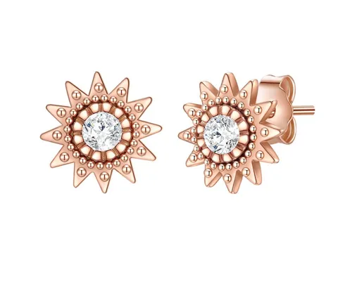 Glanzstücke München Damen Sonne Ohrstecker - Elegante Ohrstecker aus rosévergoldetem 925/- Sterling Silber mit funkelndem Zirkon, perfekt für einen strahlenden Auftritt.