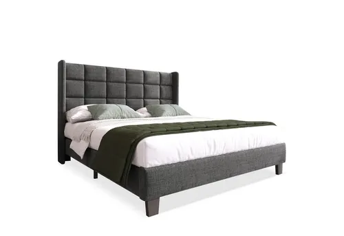 Flieks Polsterbett 140x200cm - Elegantes Doppelbett mit Kopfteil und Lattenrost - Polsterbett aus Leinen, ideal für stilvolle Schlafzimmer. Mit robustem Lattenrost und elegantem Design, passend zu jeder Raumdekoration.