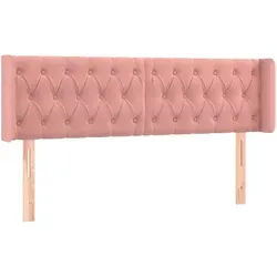 vidaXL Kopfteil mit Ohren - Rosa Samt für Bett - Kopfteil mit Ohren im stilvollen Design, aus weichem Samt für hohen Komfort. Höhenverstellbar und robuste Holzbeine bieten Stabilität und hervorragende Unterstützung im Schlafzimmer.