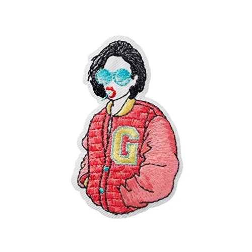 Mono Quick 1222x Girls Applikation, Bügelbild, Girl mit Kaffee, Handy, Buch, Collegejacke oder Cap Patch (12226 - College)
