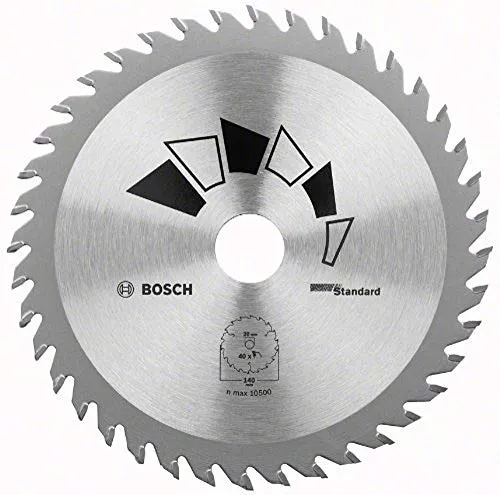Bosch 1x Kreissägeblatt Standard (Sägeblatt für Holz, Ø 140 x 2.2/1.5 x 20/12.75 mm, 40 Zähne, ATB, mit 1x Reduzierring 12.75 mm, Zubehör Kreissäge)