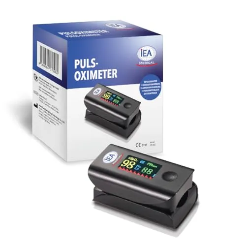 IEA Medical Pulsoximeter | Finger-Pulsoximeter für Sauerstoffsättigung und Pulsfrequenz | Tragbares Oximeter für Erwachsene