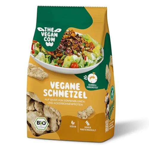THE VEGAN COW Schnetzel - Veganer Bio-Fleischersatz - 75g (225g zubereitet) - doppelte Proteinquelle - TOP Qualität, Geschmack und Konsistenz - Allergenfrei und ohne Soja