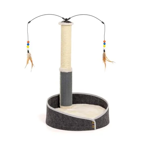 CanadianCat Company Kratzstamm Bella - Kratzsäule mit integriertem Katzenbett - Aktivitätskratzbäume mit 83 cm Höhe und integriertem Liegebett für stundenlange Unterhaltung und Entspannung Ihrer Katze.