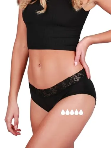 Taynie Queen extra stark Periodenunterwäsche - Optimaler Schutz bei starker Blutung - Panties & Hipsters für Damen - Unsere extra starke Periodenunterwäsche ersetzt 3,5 Tampons und bietet bis zu 12 Stunden zuverlässigen Schutz, ideal für die Nacht und waschbar bis 60°C.
