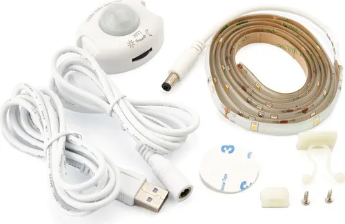 NCC-Licht LED Sensor USB Strip Nachtlicht Set 1,2m warmweiß 3000K 2,4W IP44 mit Bewegungsmelder