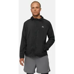 WINDBREAKER JACKE FÜR HERREN - Schwarz - 2XL - Funktionsjacke, winddicht und wasserabweisend, ideal für Outdoor-Aktivitäten. Leichtes Material mit verstellbarer Kapuze und reflektierenden Details für optimale Sichtbarkeit.