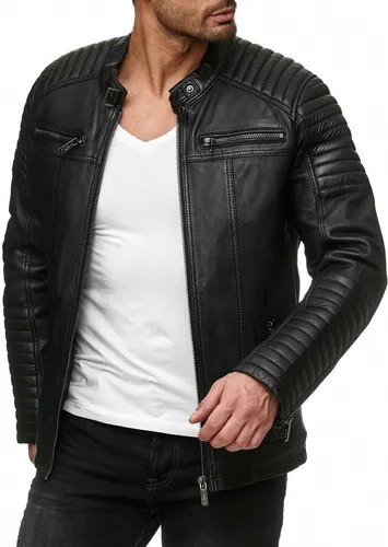Herren Lederjacke Kunstleder Bikerjacke Schwarz 3XL - Funktionsjacken | Modische Übergangsjacke im zeitlosen Biker-Look aus hochwertigem Kunstleder, mit praktischen Taschen und hohem Tragekomfort für den perfekten Auftritt.
