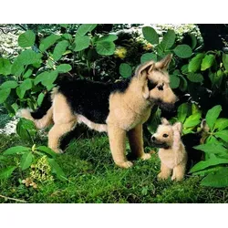 Kösener 4060 - Schäferhund Rex - Plüsch-Spielzeug, 44 cm kuschelweicher Schäferhund Rex in gelb/schwarz, ideal zum Spielen und Kuscheln, Handmade in Germany.