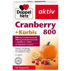 Doppelherz Cranberry 800 + Pumpkin + Vitamin C + Selenium - Immunsystem Unterstützung - Nahrungsergänzungsmittel mit 800 mg Cranberryextrakt und 200 mg Kürbiskernextrakt. Vitamin C und Selen fördern die Immunfunktion und schützen Zellen vor oxidativem Stress.