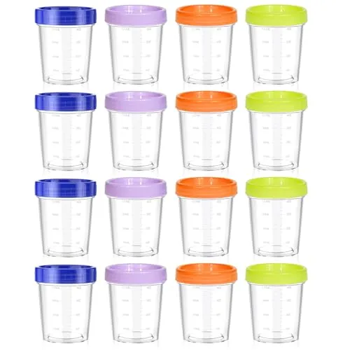 Eteamcan Kleine Dosen Plastikdosen mit Deckel Plastik 120ml 16 Stk Frischhaltedosen Plastik Behälter Rund Dose mit Deckel Klein für Soßen Salat