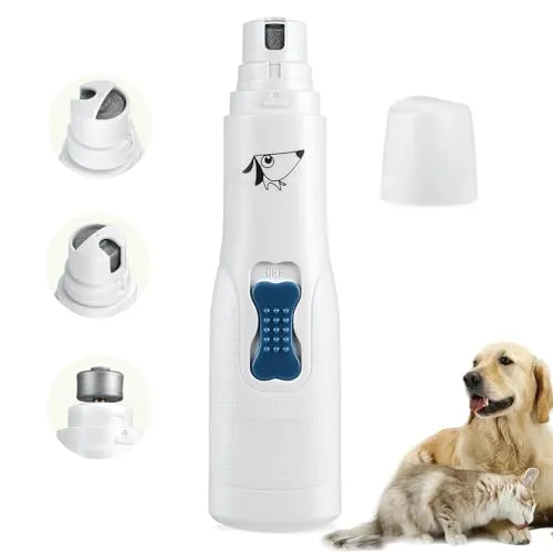 Brifit Elektrischer Krallenschleifer für Hunde - Effizienter und leiser Nagelschleifer für Hunde, ideal für kleine bis große Rassen. Ergonomisches Design für sicheren Griff und einfache Handhabung, inklusive drei Schleifaufsätzen für verschiedene Tiergrößen.