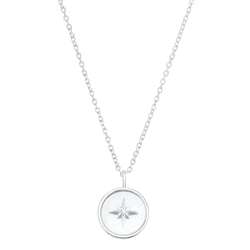 s.Oliver Kette mit Polarstern-Anhänger aus 925 Sterling Silber - Elegante Damen Kette aus 925 Sterling Silber, verziert mit Zirkonia und Perlmutt, in Geschenkbox, ideal für besondere Anlässe.