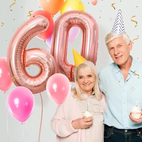 Geburtstag Deko zahlen luftballon 60 jahre | Folienballon Roségold