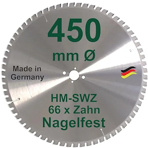 HM Kreissägeblatt 450 x 30 Z= 66 SWZ SUPER nagelfest Sägeblatt 450mm für Bauholz Naturholz Brennholz Hartholz Schalholz Faserplatten Leimholz Sägen mit Wippsäge Tischkreissäge Kreissäge Brennholzsäge