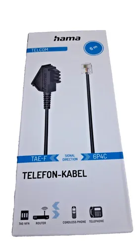 Hama Universal Telefonkabel TAE-F auf RJ11-Stecker - Hochwertiges Rundkabel für optimale Übertragungsqualität, ideal für Telefon, Fax und Modem