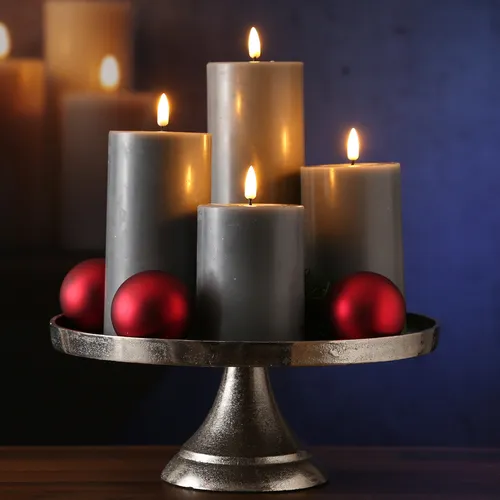 LED Kerzenset MIA Echtwachs Deluxe in grau von Deluxe Homeart