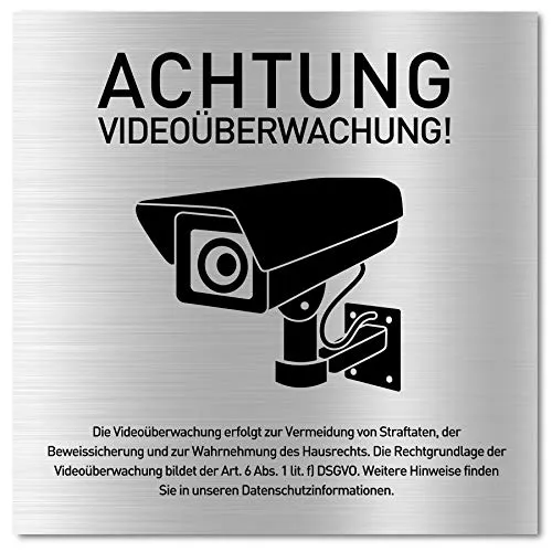 Schild Videoüberwachung (15 x 15 cm klein) inkl. DSGVO Hinweis