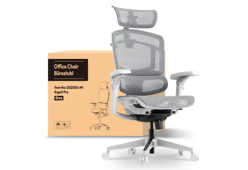FLEXISPOT Drehstuhl ErgoX Pro Ergonomischer Bürostuhl mit 12-stufiger Höhenverstellung (mit 7D-Armlehnen, 5D-Lendenstütze, 4D-Kopfstütze), Netzsitz Schreibtischstuhl, 250 kg Belastbarkeit