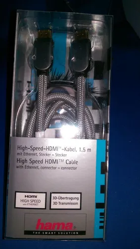HAMA 56563 1.4 HDMI High Speed Kabel Ethernet 1,5m vergoldet, Nylon,