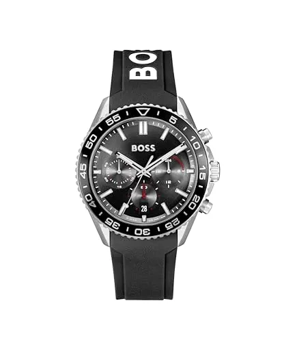 HUGO BOSS RUNNER 1514141 Herrenuhr - Armbanduhr für Herren mit stilvollem Design, 5 ATM wasserdicht und langlebigem Silikonarmband für den aktiven Lebensstil.