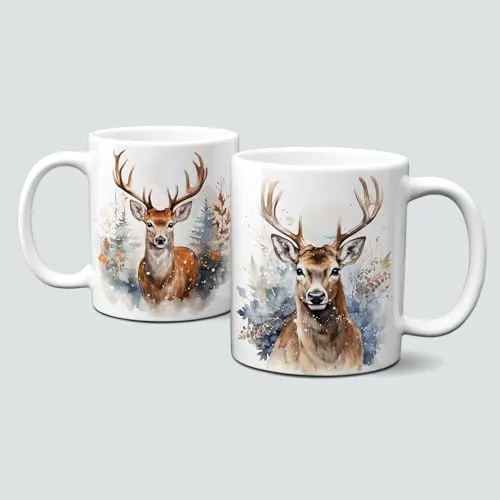 online-hut - Tasse - Kaffeebecher - Weihnachtstasse - Weihnachten - xmas - Winter - Geschenkidee - Hirsche - Deer - LT-638