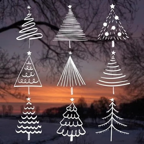 younikat Fensterdekoration - Winter Bilder Set - Fensterdekoration mit 9 schneeweißen Doodle Fensterstickern, ideal für Weihnachtsstimmung und als Vogelschutz. Einfach anzubringen und rückstandslos ablösbar!