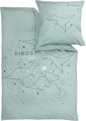 Ibena Satin-Bettwäsche-Set ''Dinos'' 135x200 cm in grün von s.Oliver
