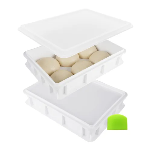 Pizzaballenbox Pizzabox Gärbox Pizzateig Teigbox Teigwanne mit Deckel 2er Set