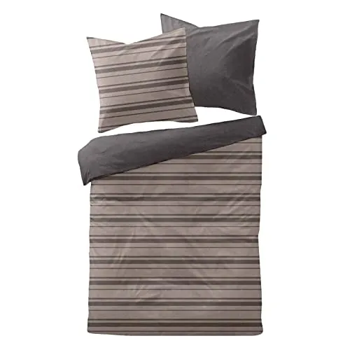 Traumschlaf Melange Feinbiber Bettwäsche Konstanz Silber-anthrazit - Bettwäsche-Set in kuscheliger Biber-Qualität, ideal für kalte Winternächte. Temperaturausgleichend und hautsympathisch – für einen perfekten Schlafkomfort.